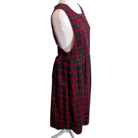 VTG Fads Long Jumper Dress Red Tartan Plaid Bedford Fair Dark Academia Sz 12p - Picture 4 of 9